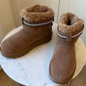 UGG Brown Suede Fur-Lined Boots